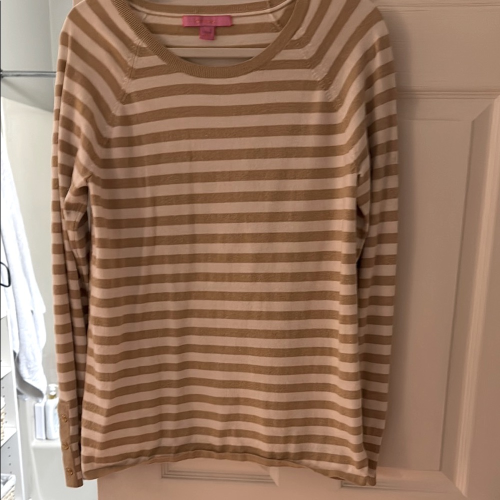 Lilly Pulitzer sweater Striped Tan and White Women's Sweater